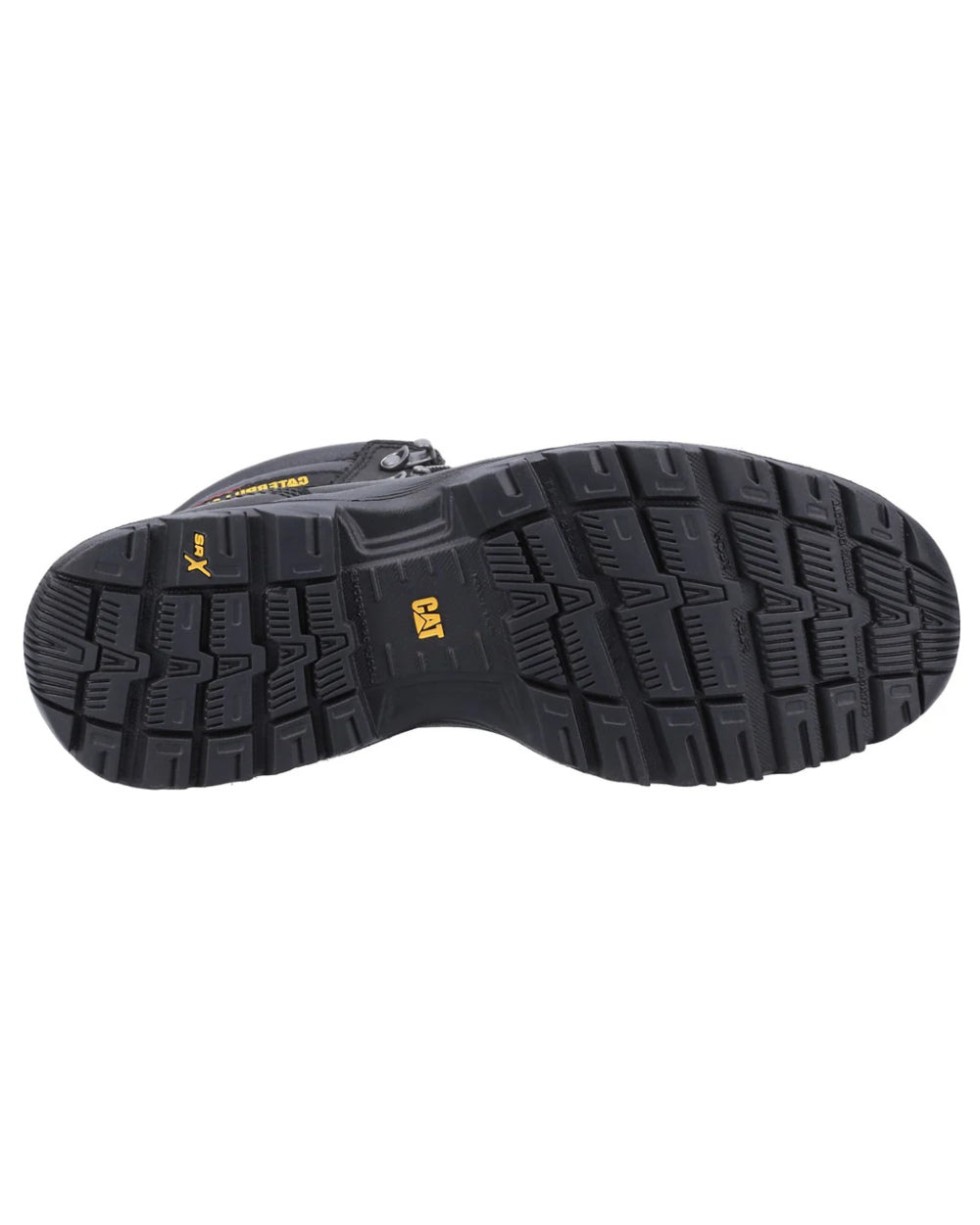 Black Coloured Caterpillar Spiro Waterproof Safety Boot On A White Background