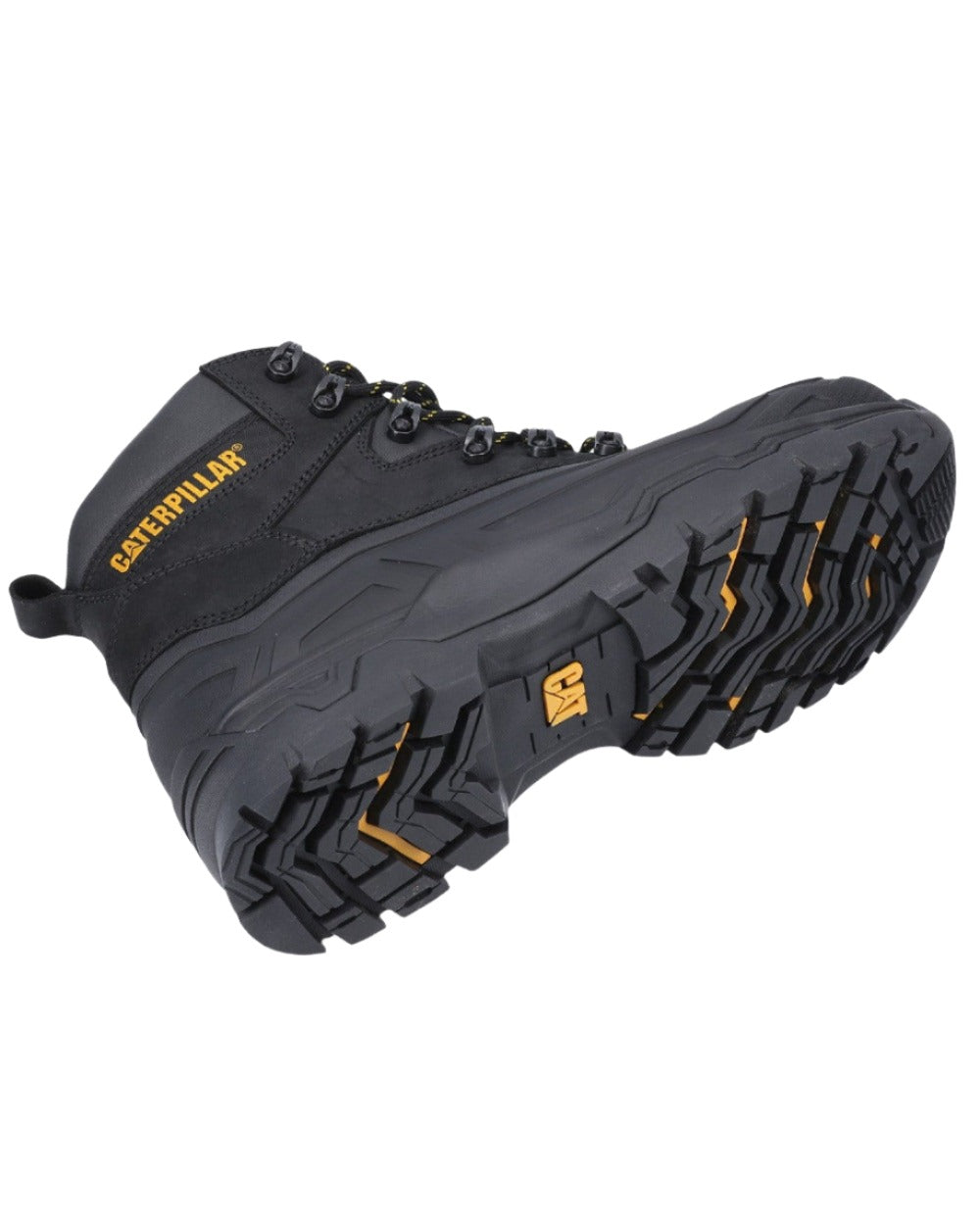 Black Coloured Caterpillar Typhoon SBH Safety Boot On A White Background