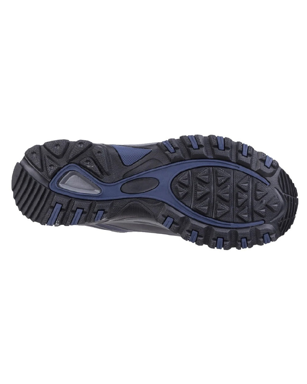 Blue/Black/Grey coloured Cotswold Mens Abbeydale Low Hiking Shoes on white background