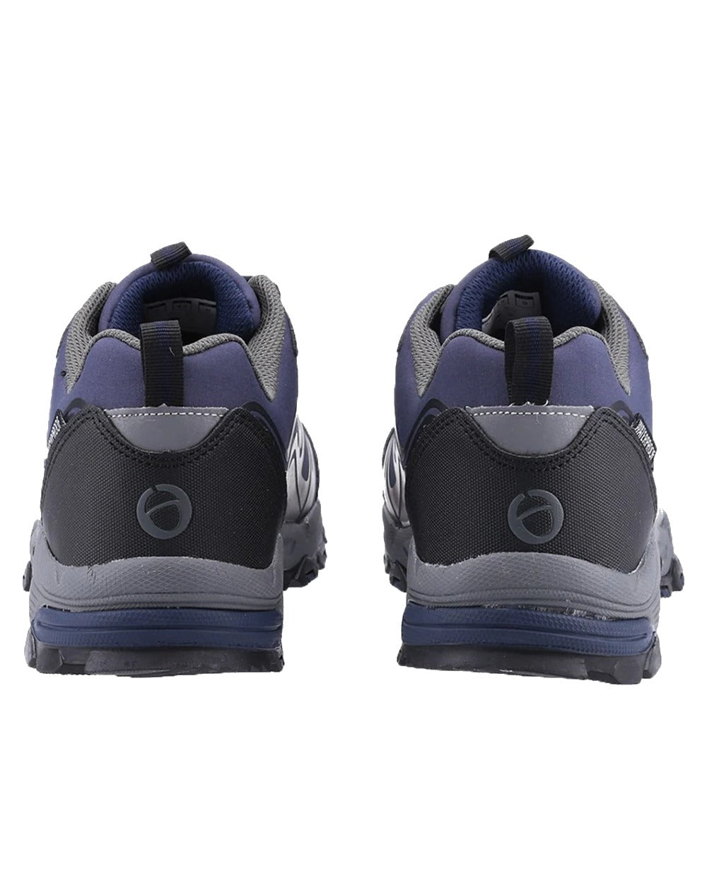 Blue/Black/Grey coloured Cotswold Mens Abbeydale Low Hiking Shoes on white background