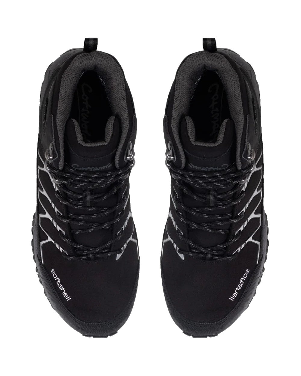 Black coloured Cotswold Mens Abbeydale Mid Hiking Boots on white background