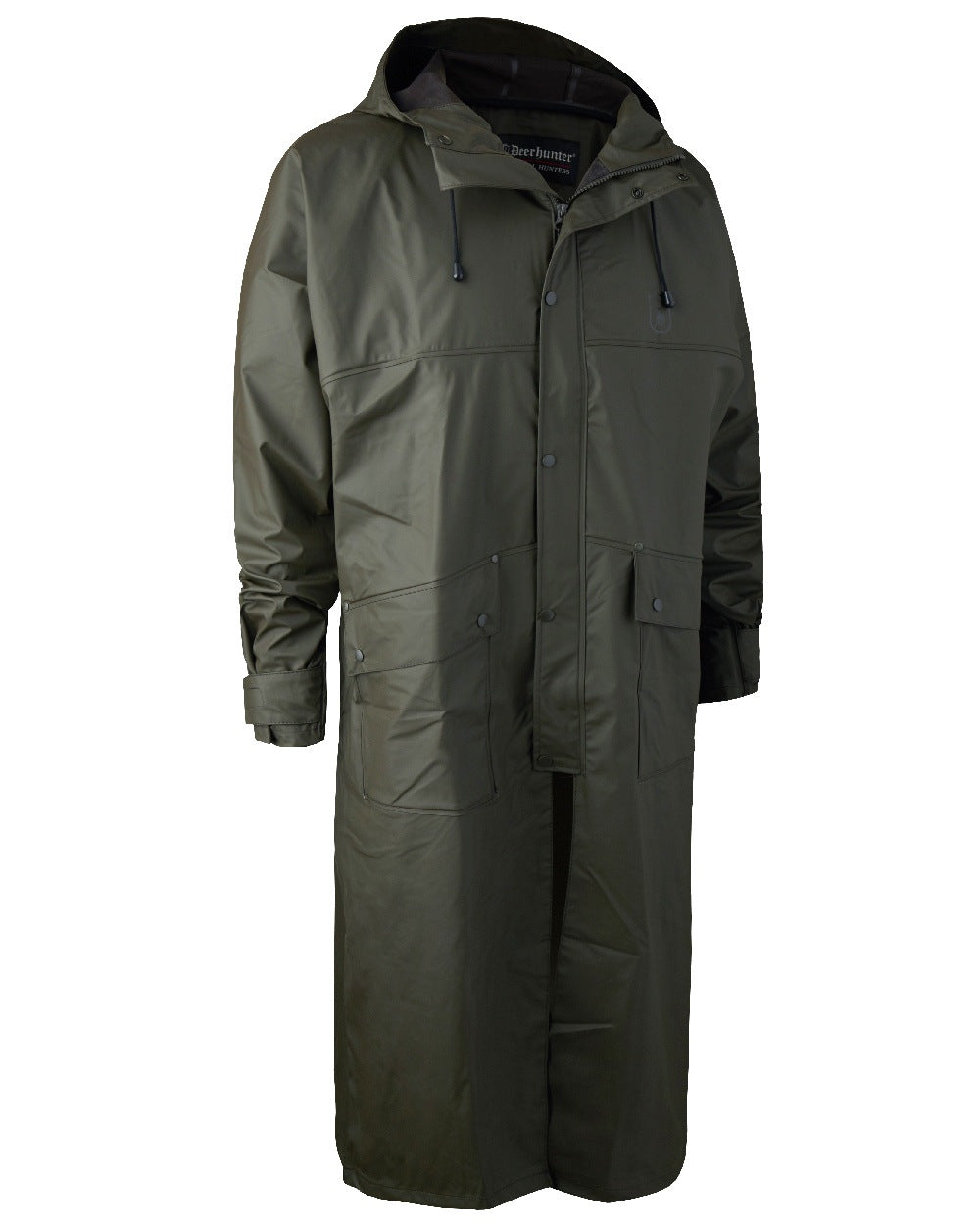 Art Green Coloured Deerhunter Hurricane Long Rain Coat on white background
