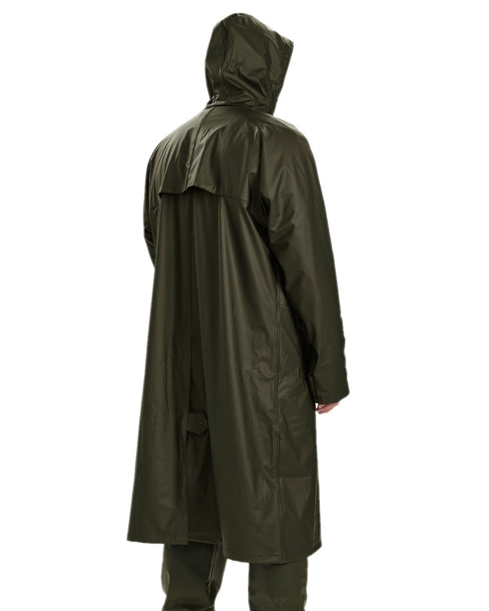 Art Green Coloured Deerhunter Hurricane Long Rain Coat on white background