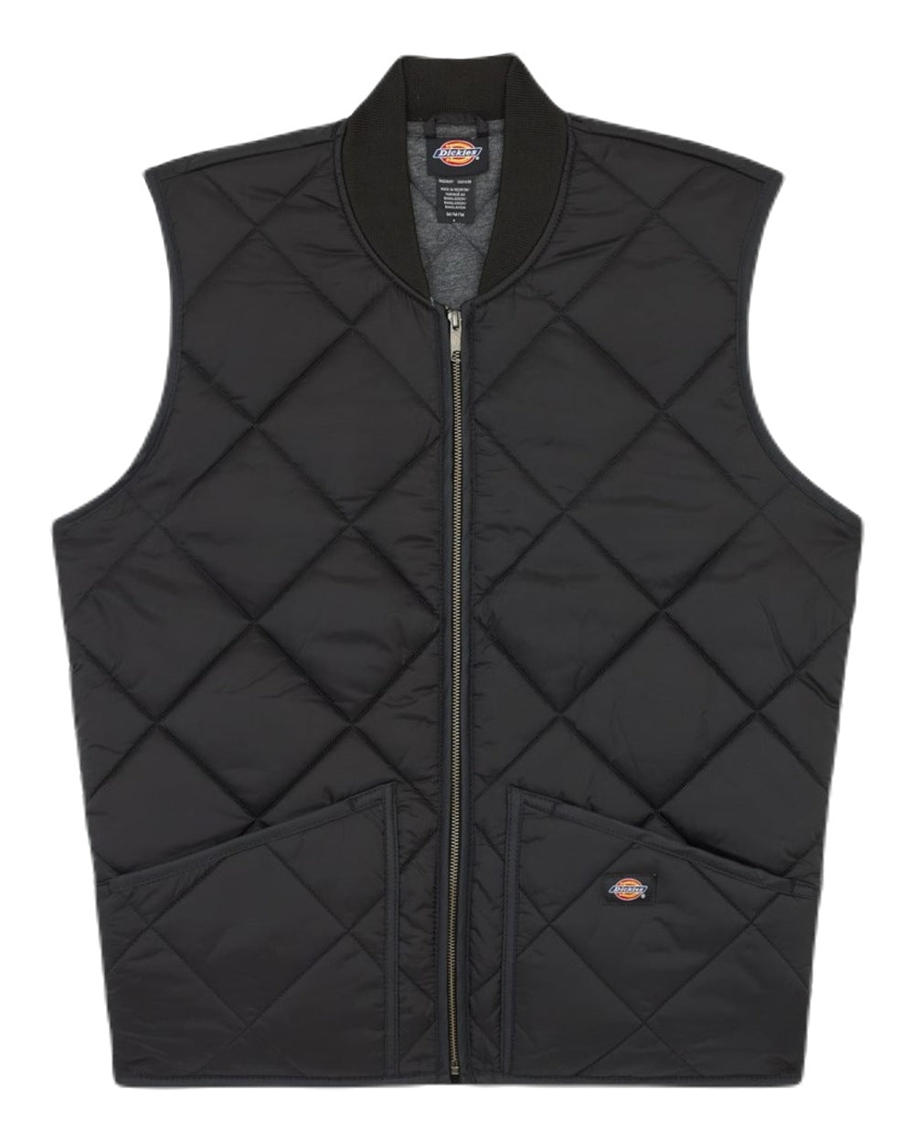 Black Coloured Dickies Mens Diamond Quilted Gilet on White Background