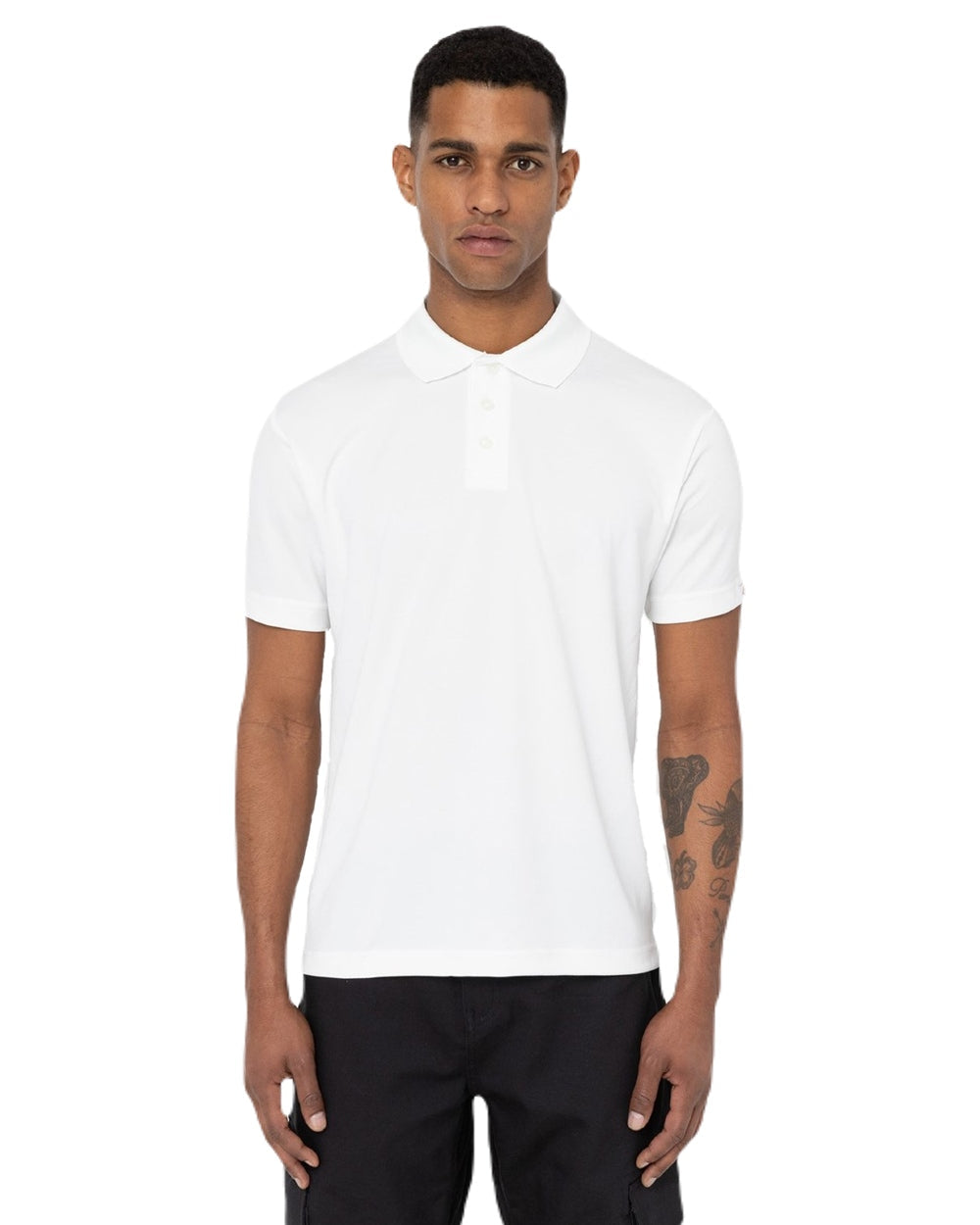 White Coloured Dickies Mens Everyday Polo Shirt on White Background