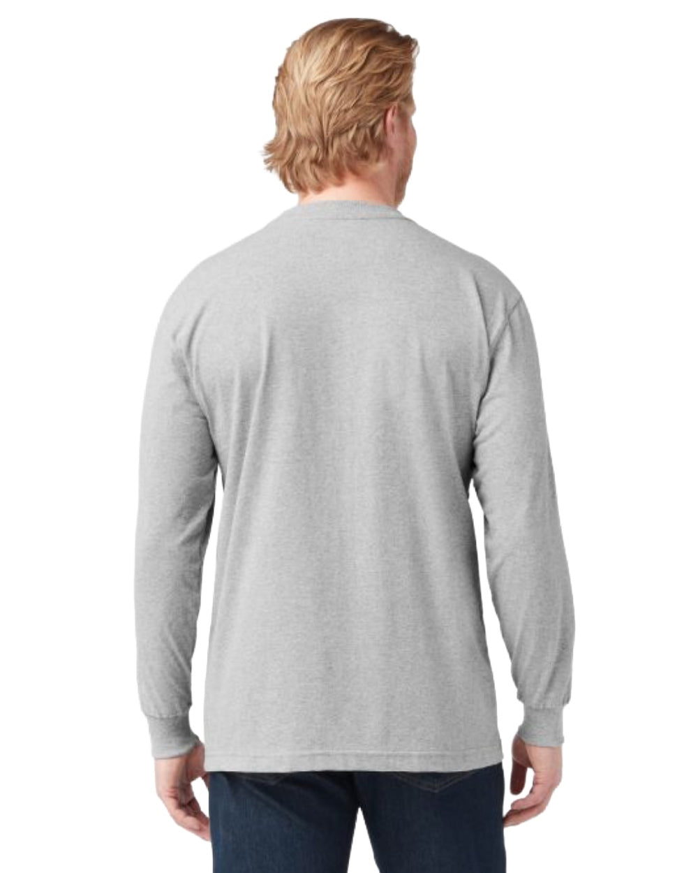 Heather Grey Coloured Dickies Mens Long Sleeve Pocket Tee on White Background