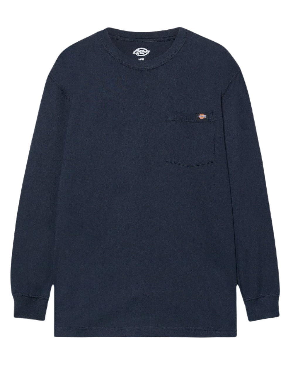 Navy Coloured Dickies Mens Long Sleeve Pocket Tee on White Background