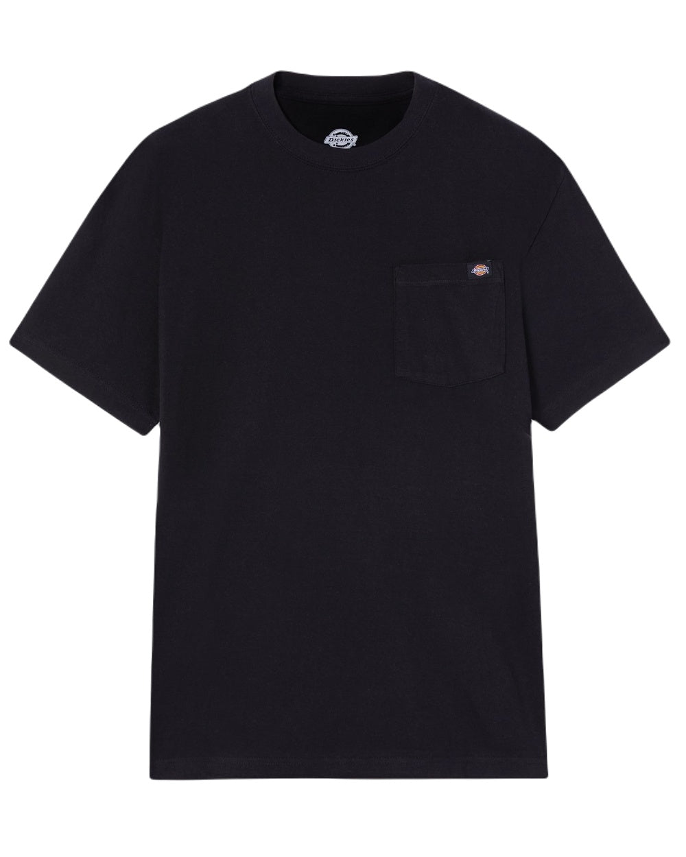 Black Coloured Dickies Mens Short Sleeve Pocket Cotton T-Shirt on White Background
