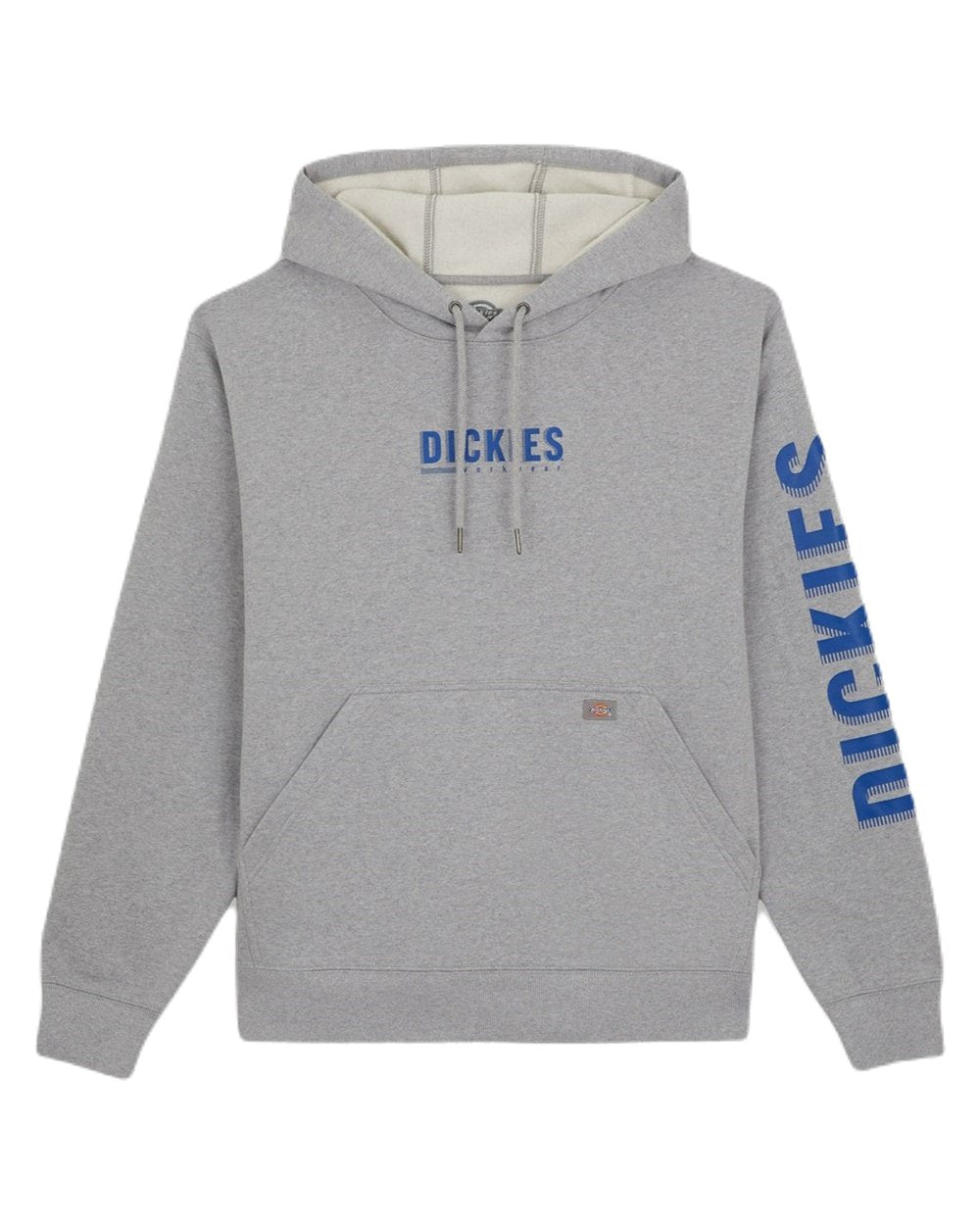 Heather Grey Coloured Dickies Mens Water Repellent Workwear Graphic Hoodie on White Background