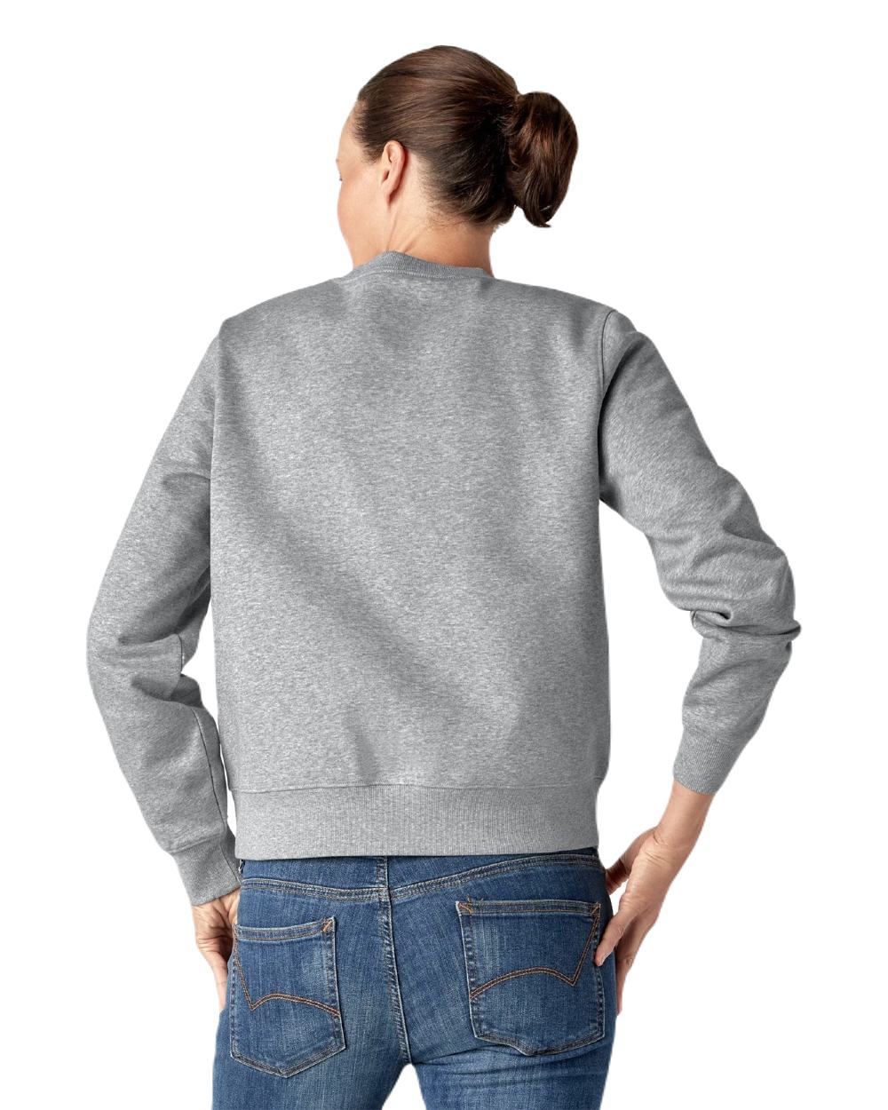 Heather Grey Coloured Dickies Womens Heavyweight Wordmark Crew Neck Fleece on White Background