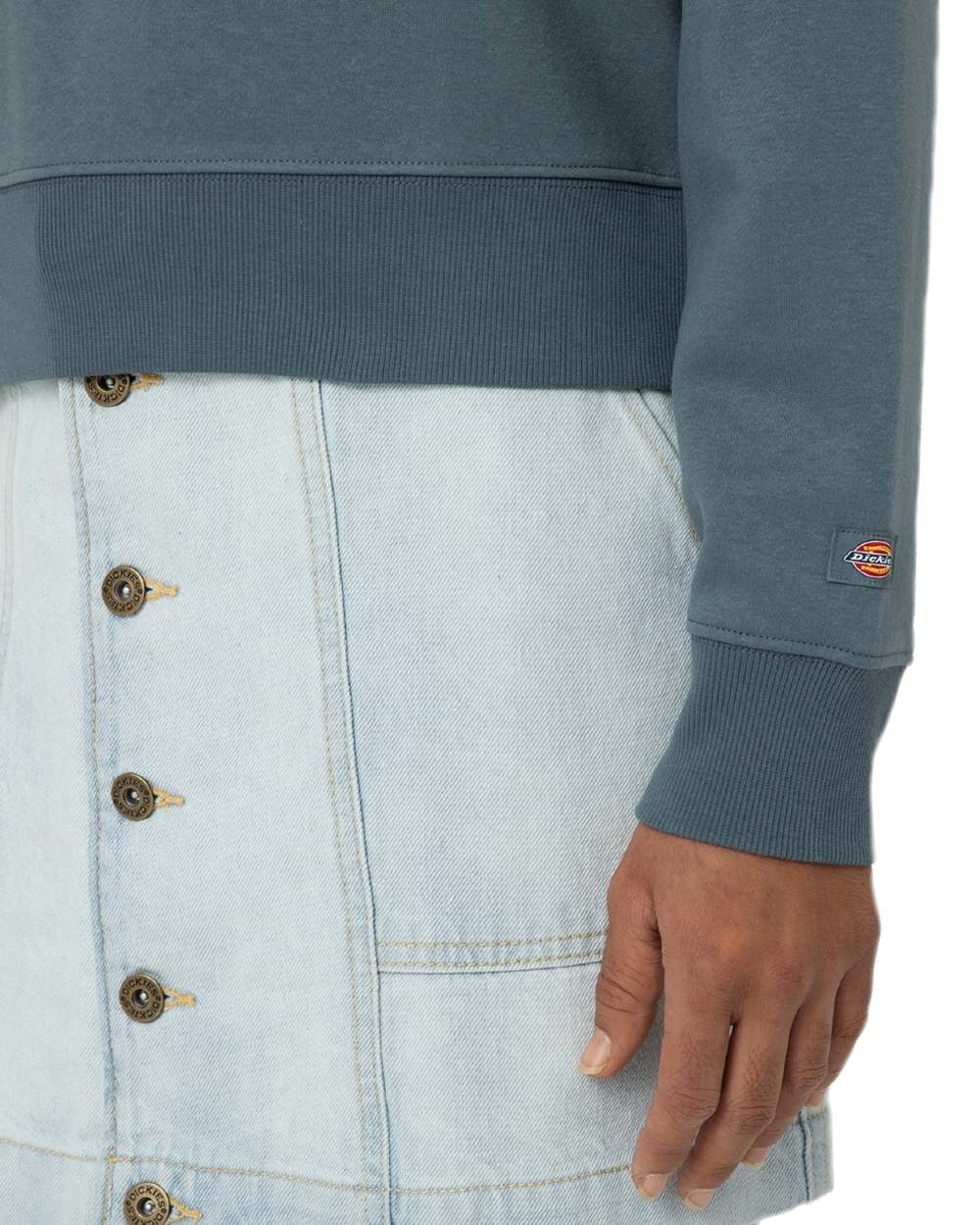 Stormy Weather Dickies Womens Heavyweight Wordmark Crew Fleece Neck on White Background