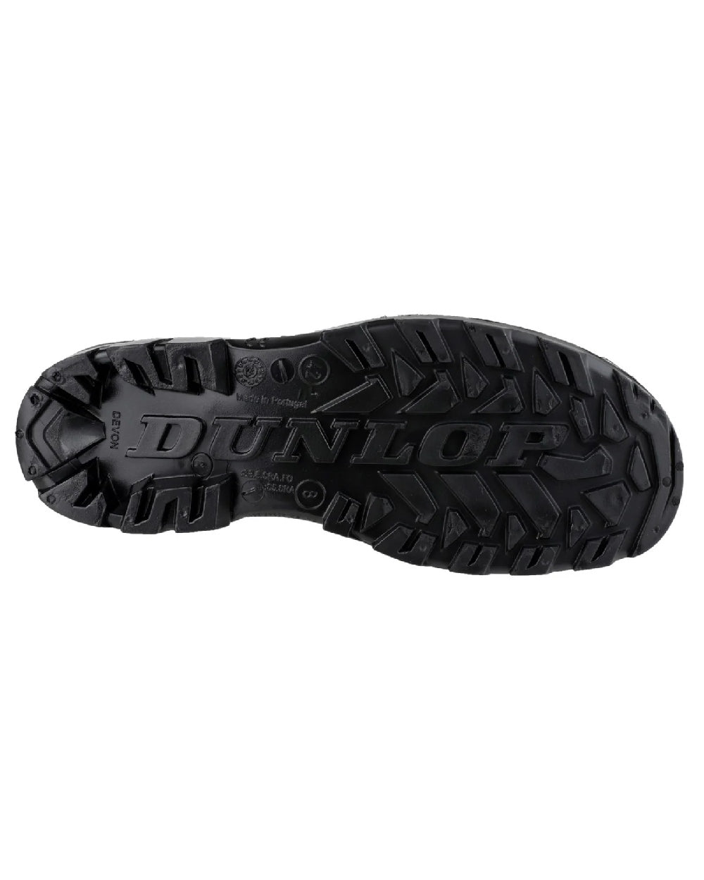 Black coloured Dunlop Devon Full Safety Wellingtons on white background