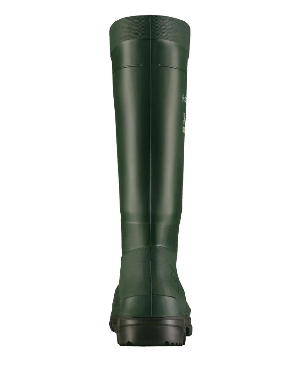 Green coloured Dunlop FieldPro Full Safety Wellingtons on white background