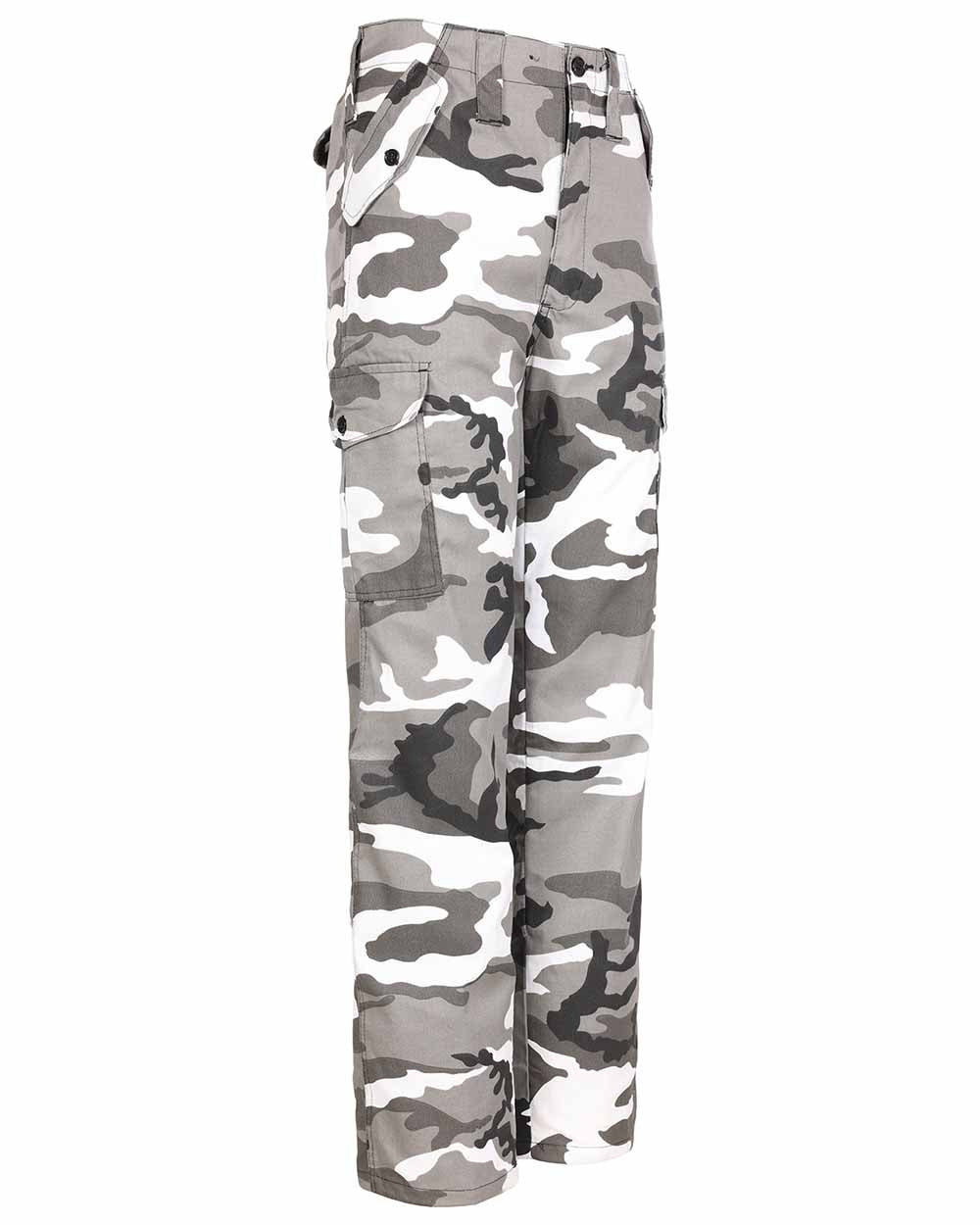 Urban Coloured Fort Camo Combat Trousers On A White Background