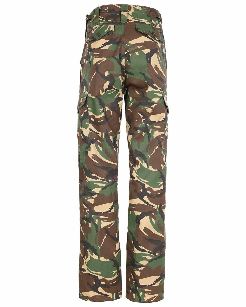 Woodland Coloured Fort Camo Combat Trousers On A White Background