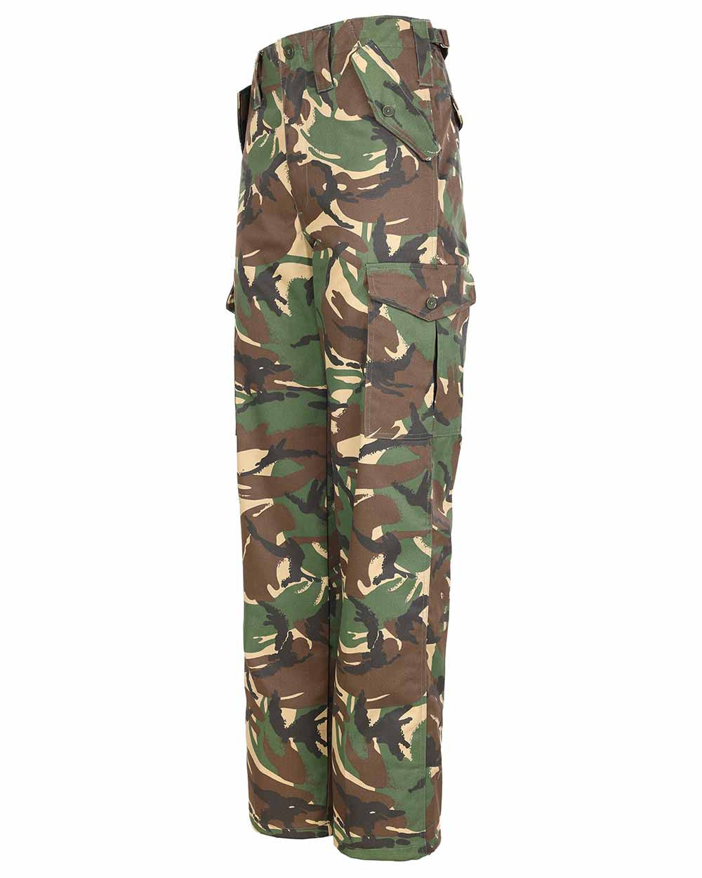 Woodland Coloured Fort Camo Combat Trousers On A White Background