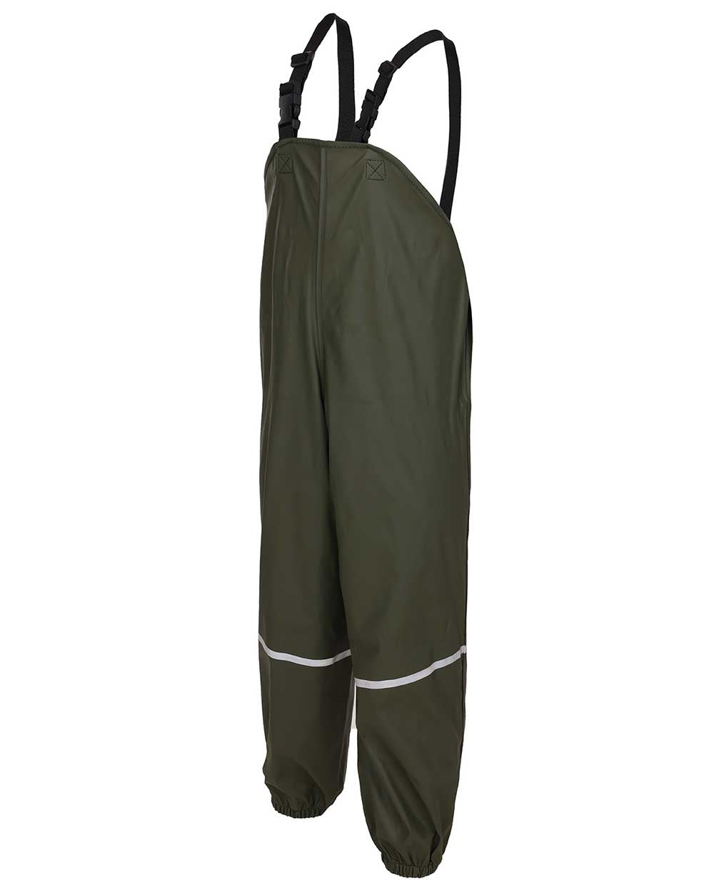 Green Coloured Fort Childrens Splashflex Bib and Brace On A White Background