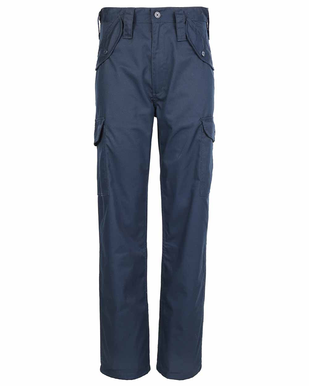 Navy Coloured Fort Combat Trousers On A White Background
