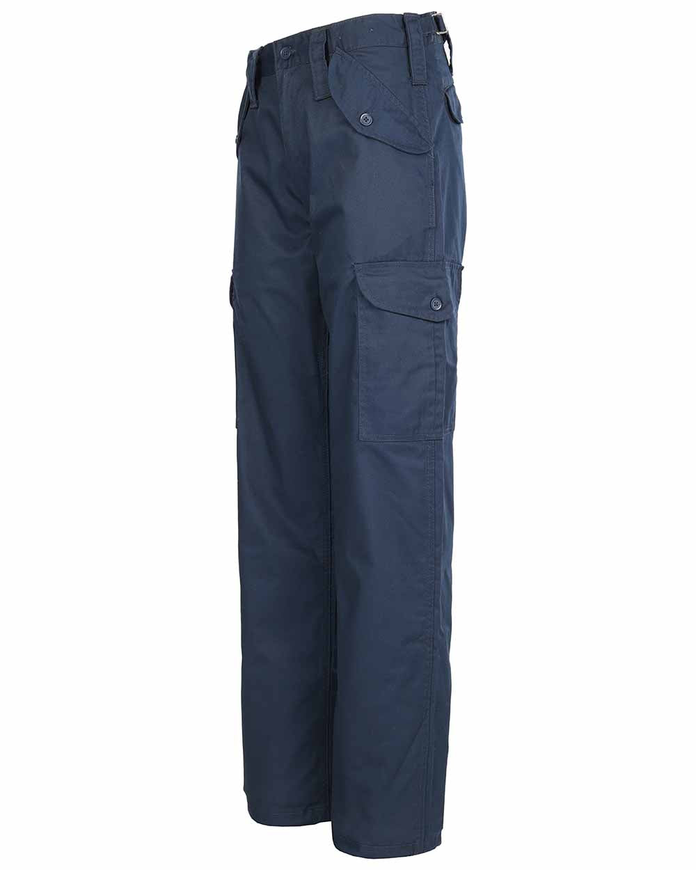 Navy Coloured Fort Combat Trousers On A White Background