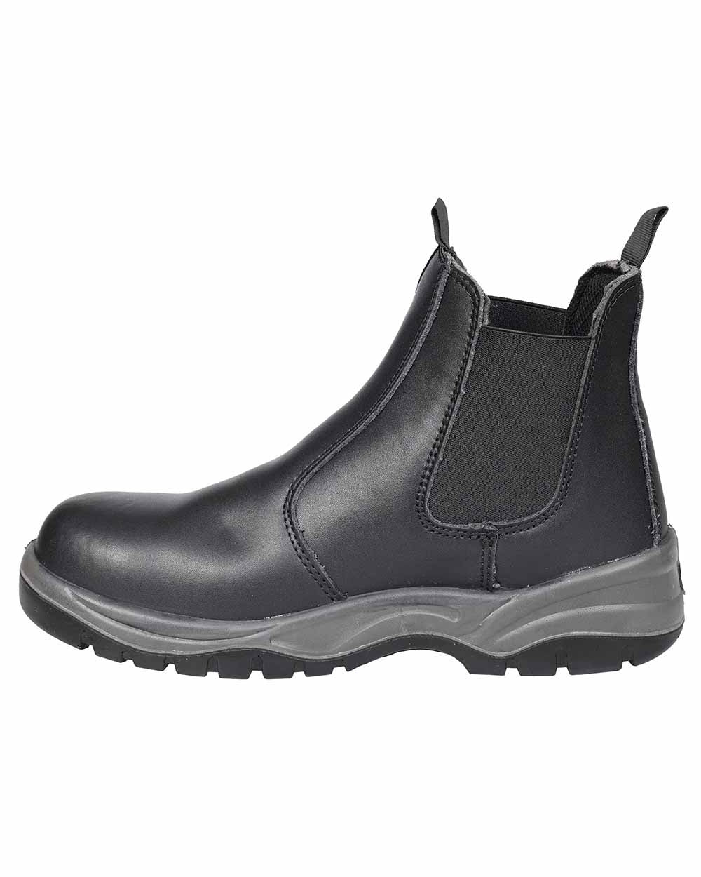Black Coloured Fort Nelson Safety Dealer Boots On A White Background