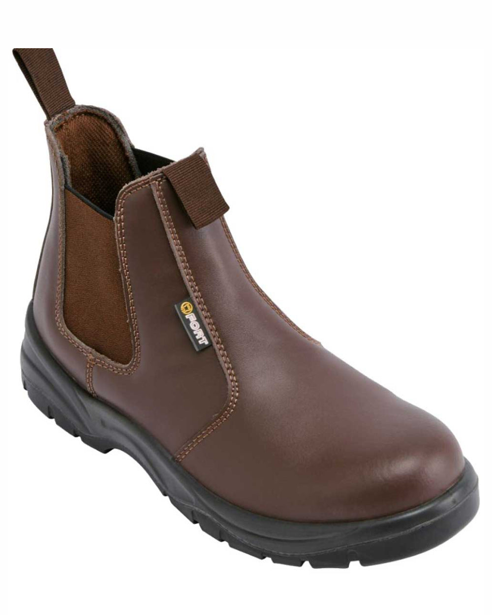 Brown Coloured Fort Nelson Safety Dealer Boots On A White Background