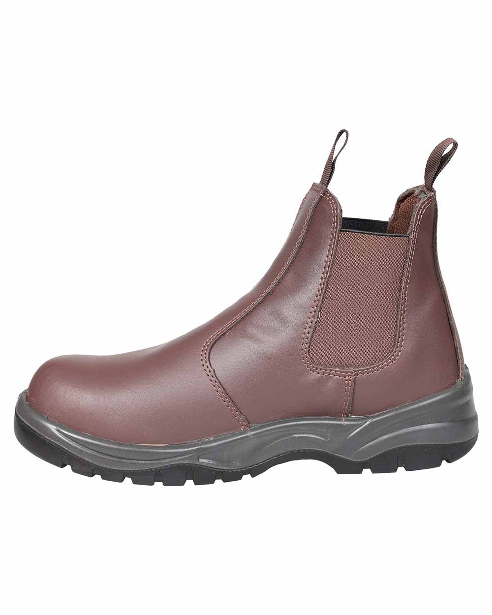 Brown Coloured Fort Nelson Safety Dealer Boots On A White Background