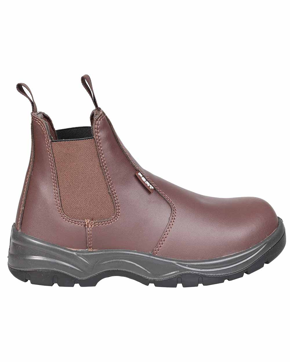 Brown Coloured Fort Nelson Safety Dealer Boots On A White Background