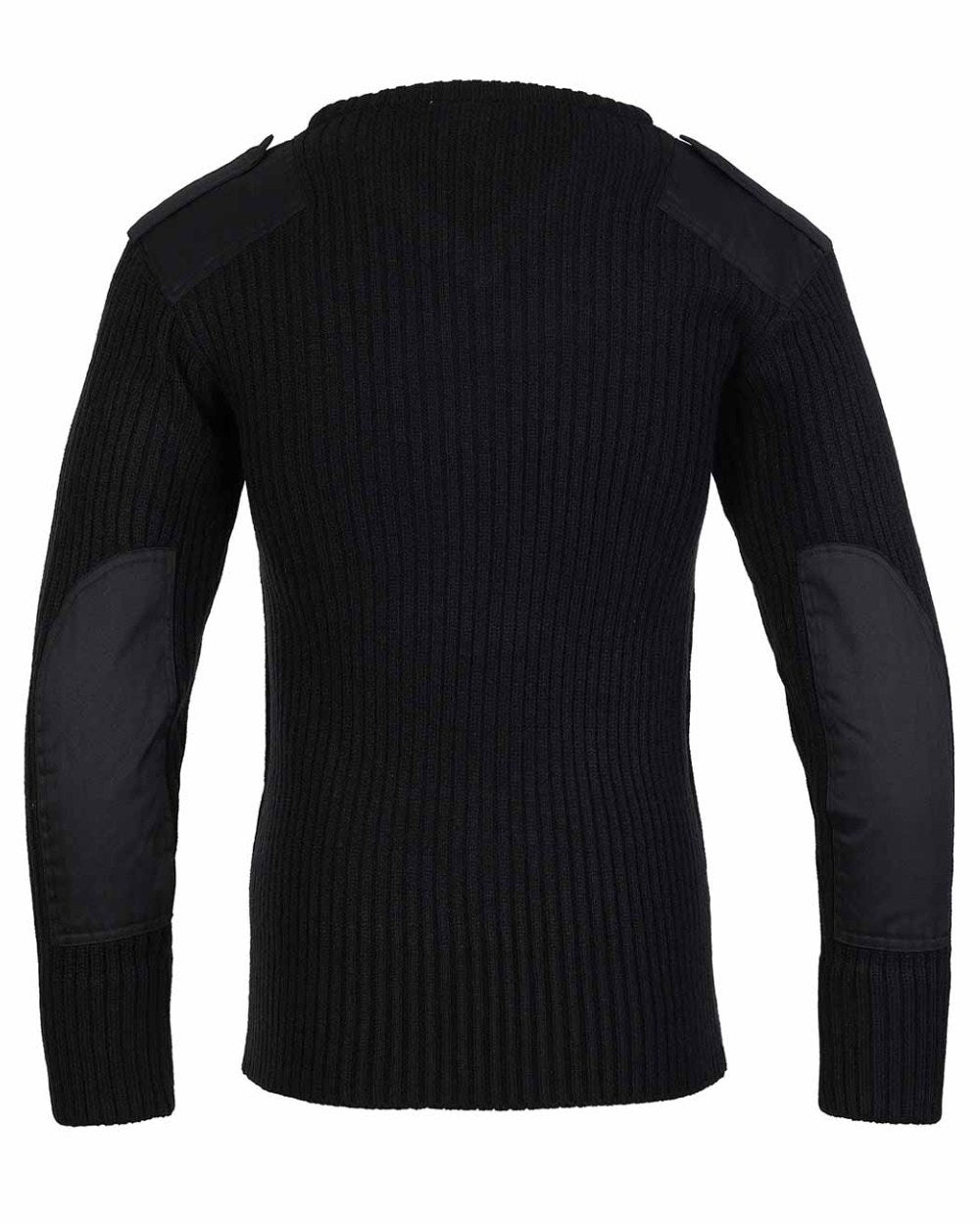 Black Coloured Fort V-Neck Combat Pullover On A White Background