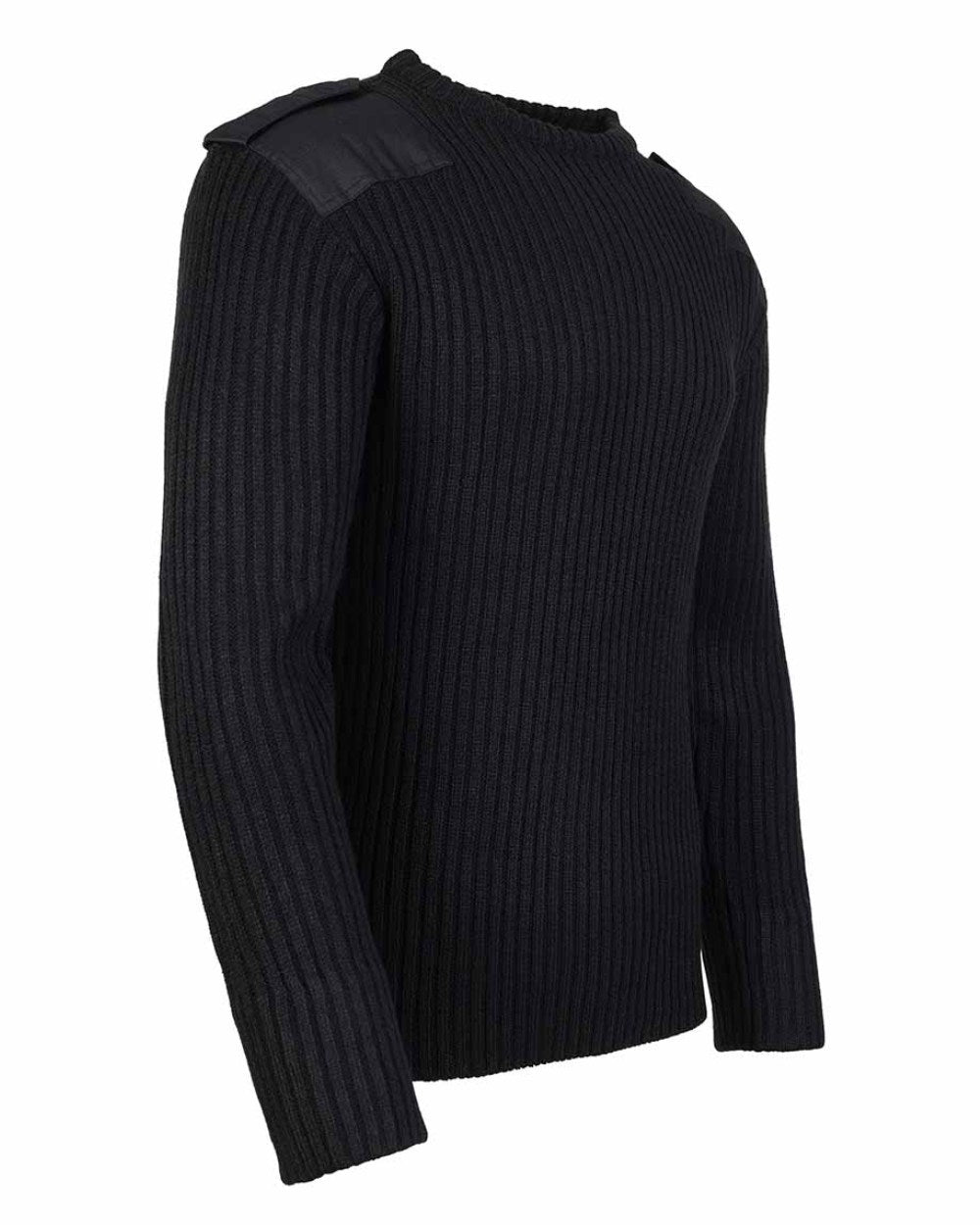 Black Coloured Fort Crew Neck Combat Pullover On A White Background