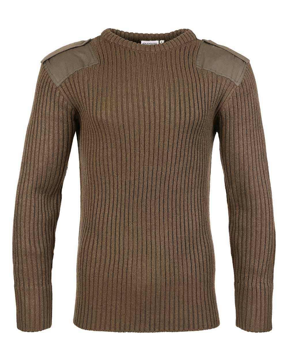 Olive Coloured Fort Crew Neck Combat Pullover On A White Background