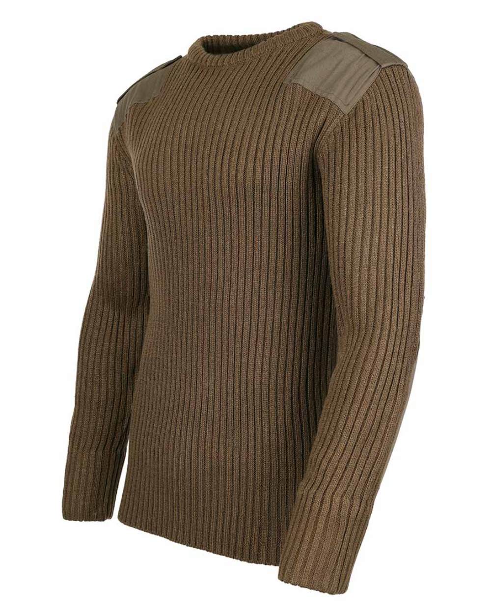 Olive Coloured Fort Crew Neck Combat Pullover On A White Background