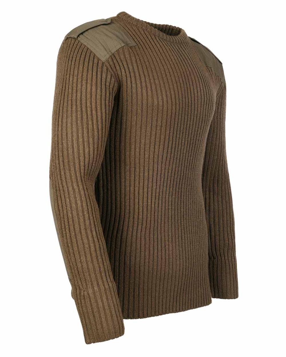 Olive Coloured Fort Crew Neck Combat Pullover On A White Background