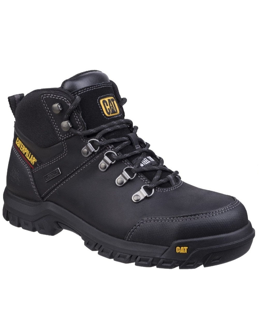 Black Coloured Caterpillar Framework Safety Boot ST S3 HRO SRA On A White Background