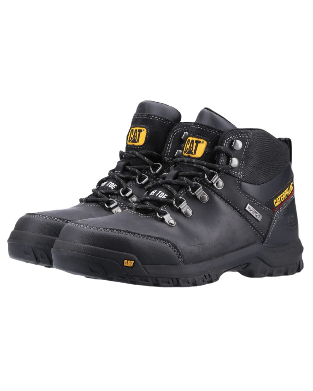 Black Coloured Caterpillar Framework Safety Boot ST S3 HRO SRA On A White Background