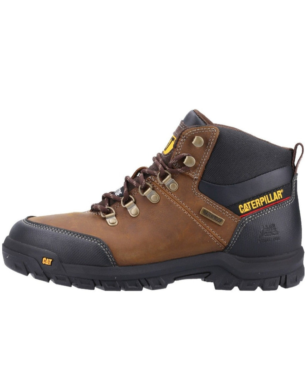 Seal Brown Coloured Caterpillar Framework Safety Boot ST S3 HRO SRA On A White Background