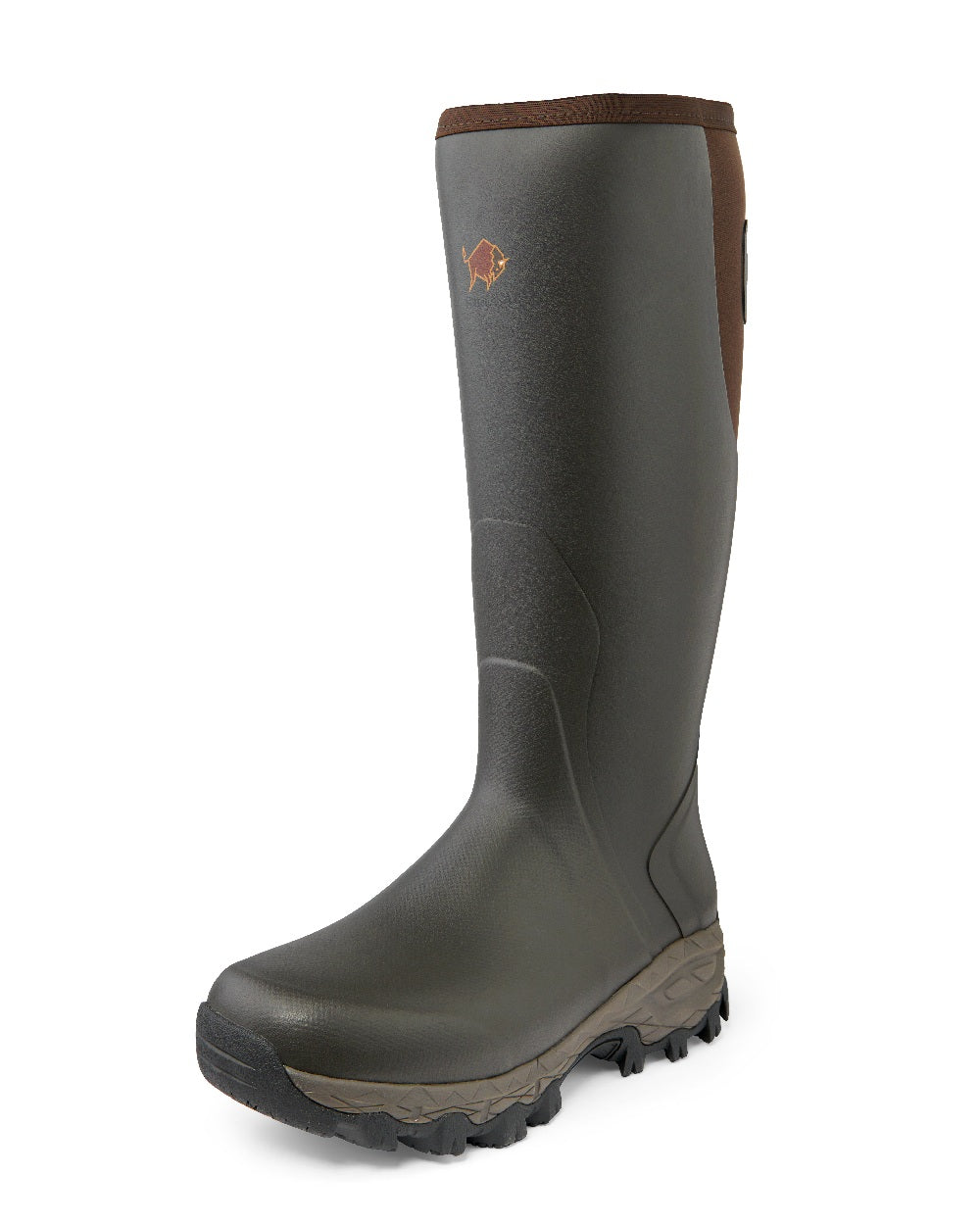 Dark Brown coloured Gateway1 Moor Country 18inch 3mm Size Zip Wellingtons on White background