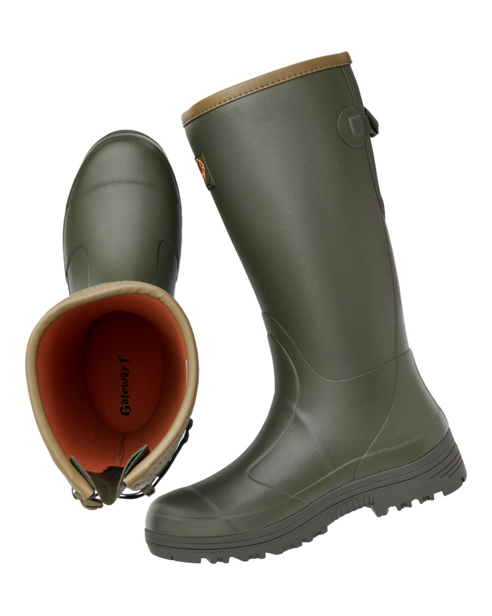 Dark Olive coloured Pheasant Game 18" 5mm Wellingtons on White background