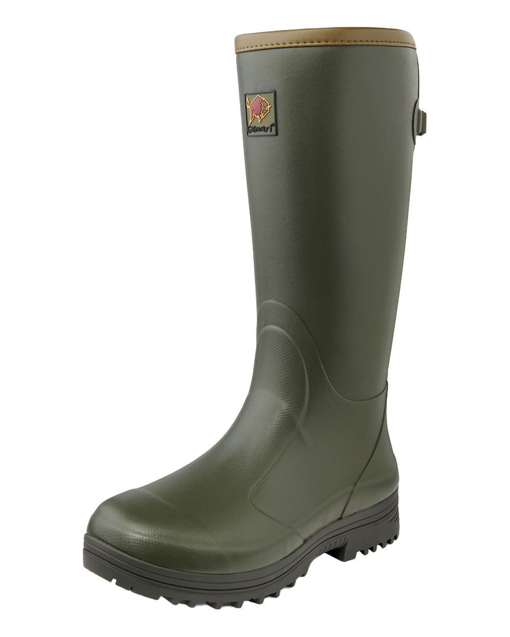 Dark Olive coloured Pheasant Game 18" 5mm Wellingtons on White background
