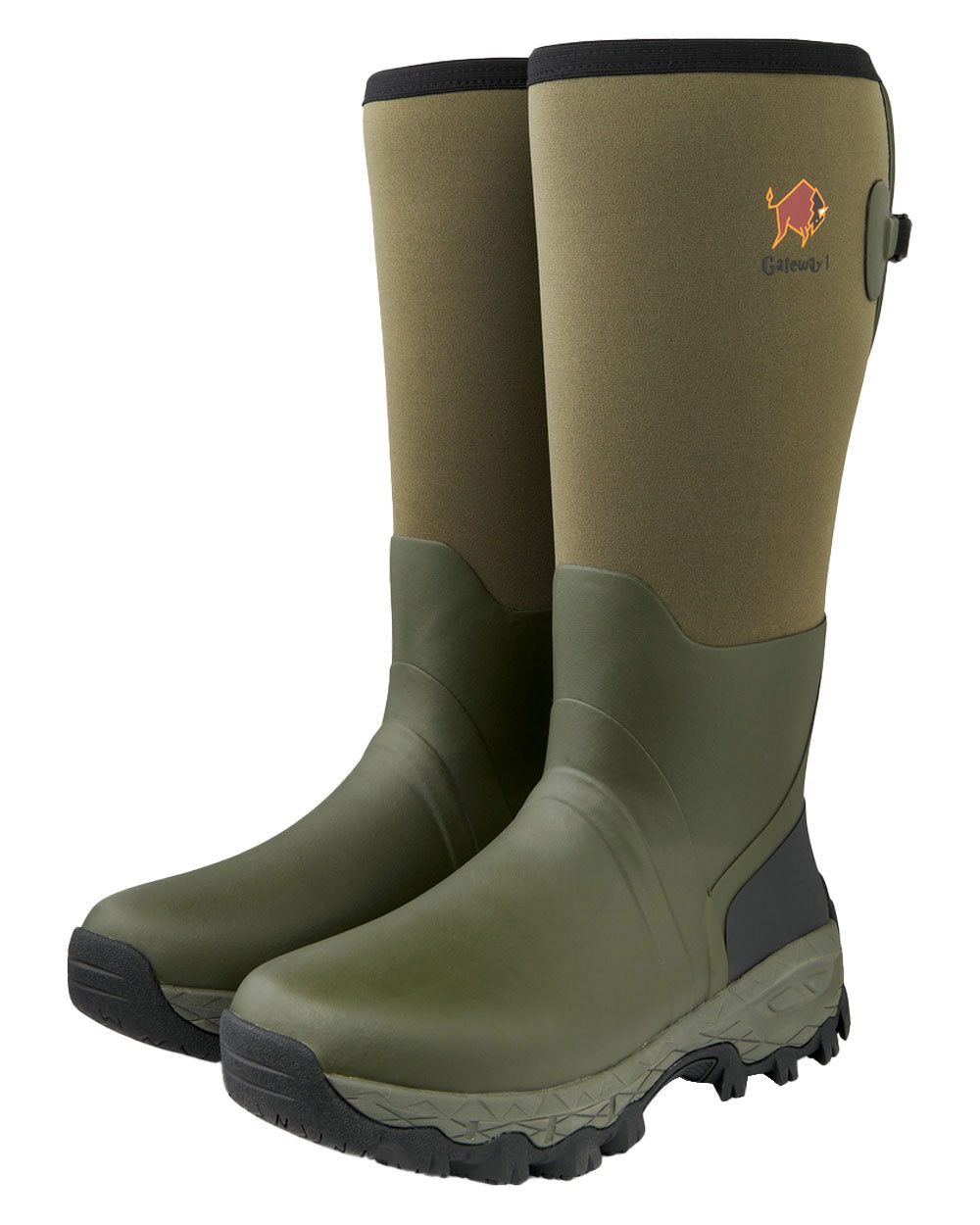 Khaki coloured Gateway1 Woodwalker 18" 4mm Wellingtons on White background