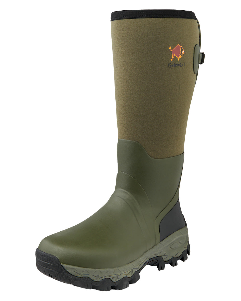Khaki coloured Gateway1 Woodwalker 18" 4mm Wellingtons on White background