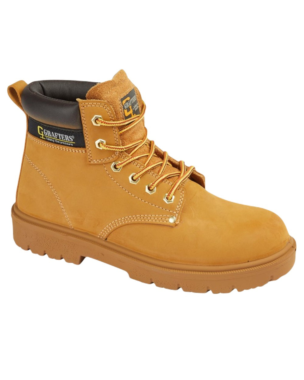 Honey Coloured Grafters 6 Eye Safety Boots on White Background