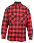 Red Coloured Hard Yakka Mens Long Sleeve Check Flannel Shirt on White Background