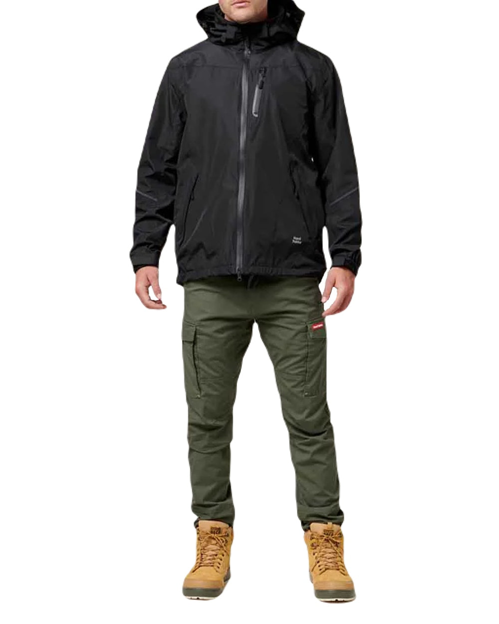 Black Coloured Hard Yakka Mens Orbit Waterproof Jacket on White Background