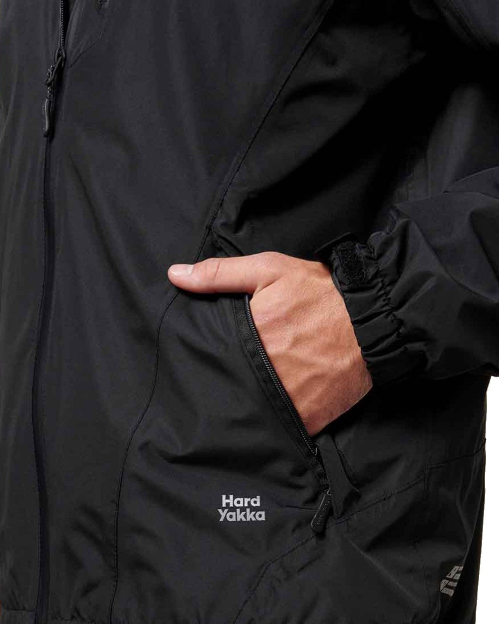 Black Coloured Hard Yakka Mens Orbit Waterproof Jacket on White Background