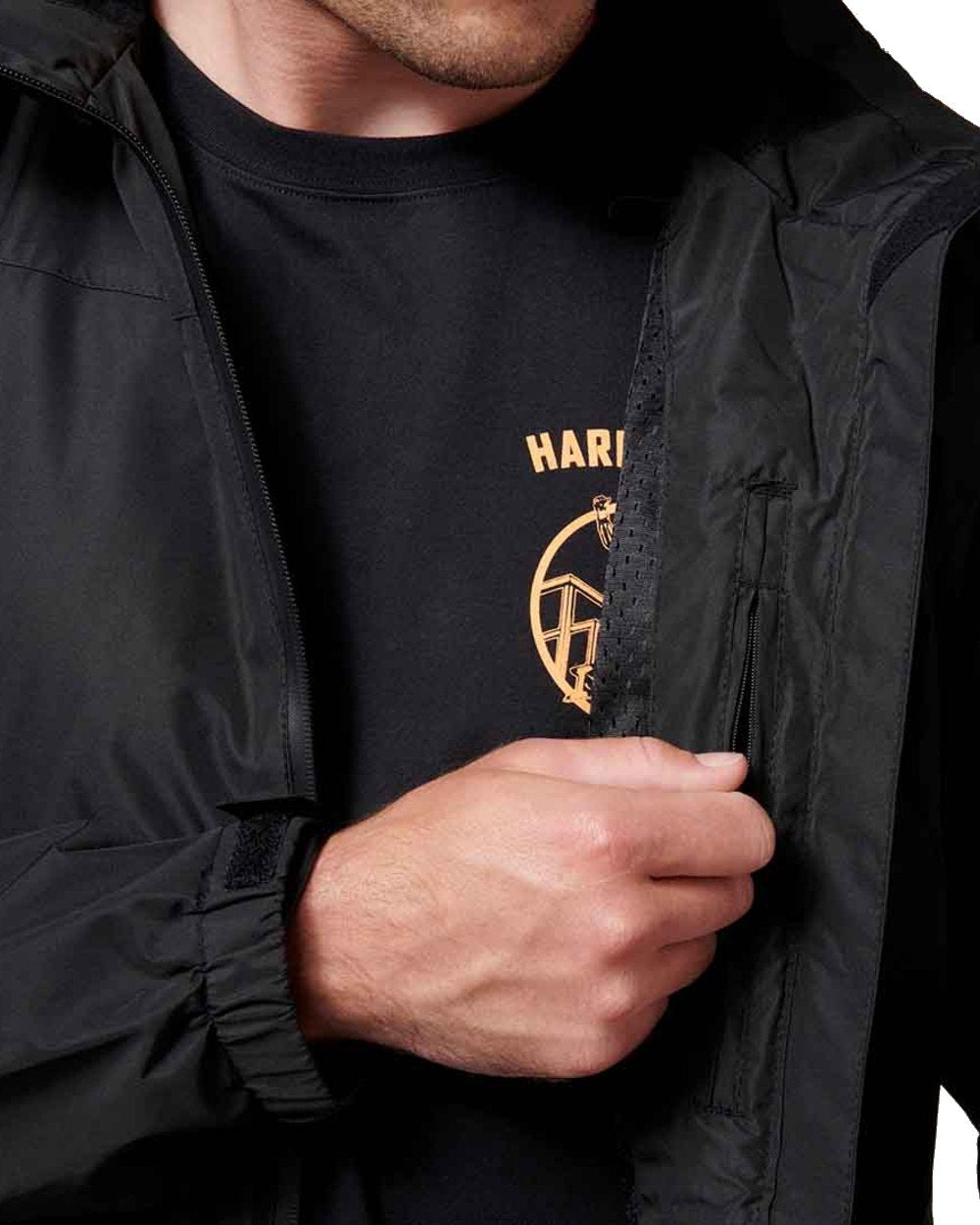 Black Coloured Hard Yakka Mens Orbit Waterproof Jacket on White Background