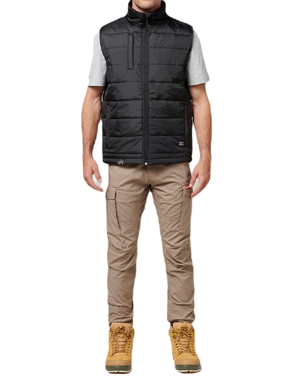 Black Coloured Hard Yakka Mens Puffa 2.0 Gilet on White Background