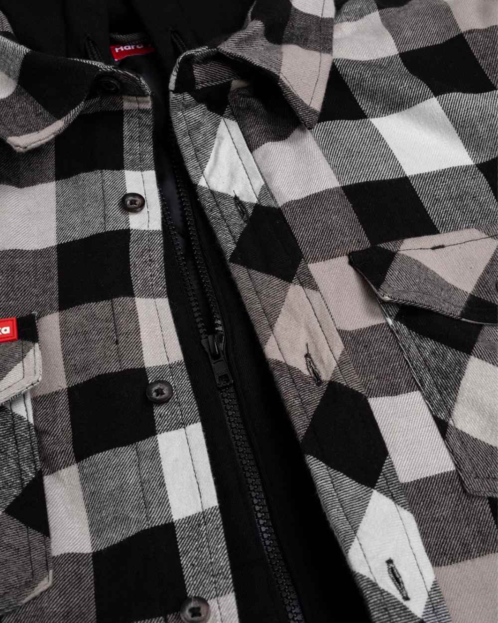Grey Coloured Hard Yakka Mens Quilted Flannel Shacket on White Background