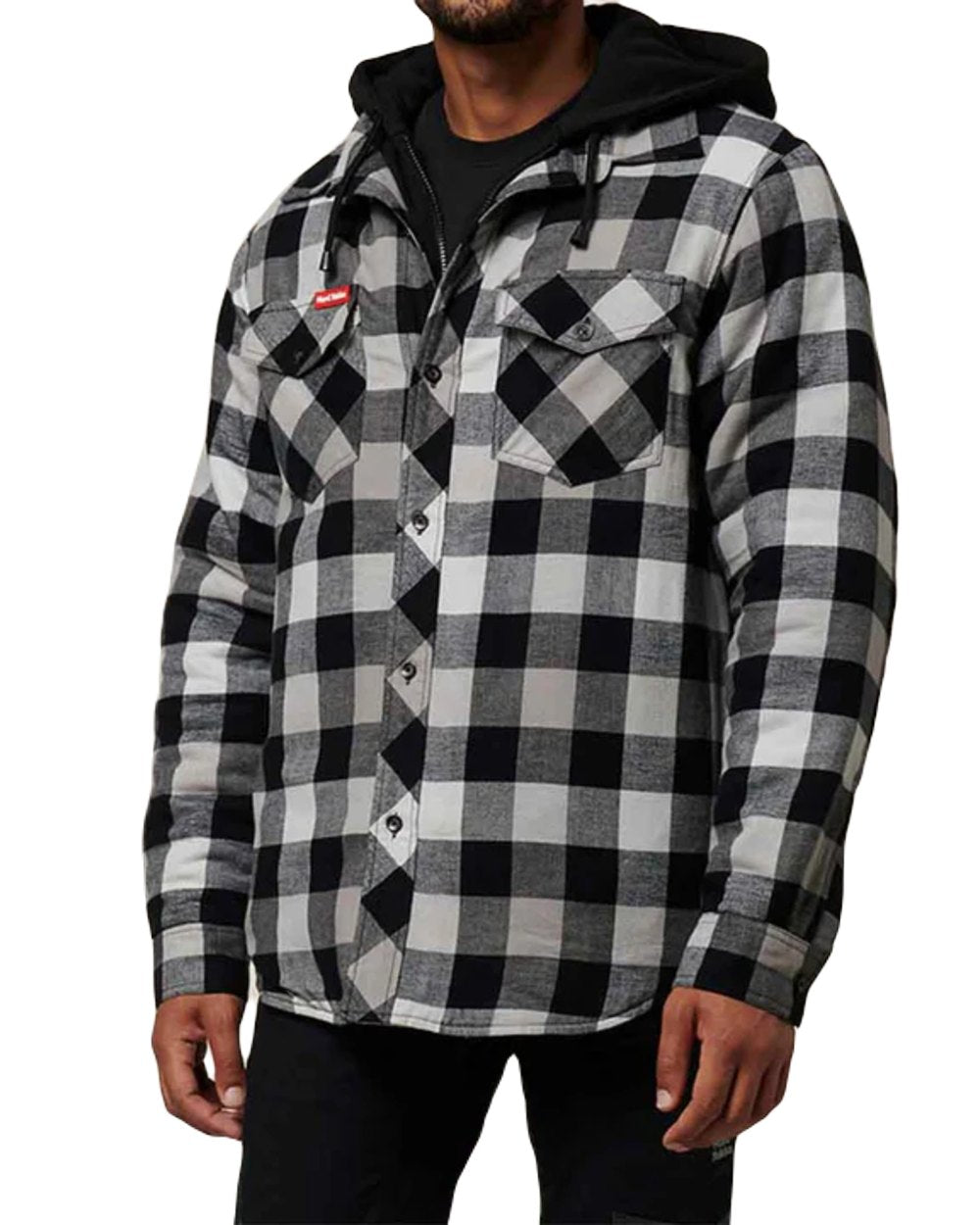 Grey Colour Hard Yakka Mens Quilted Flannel Shacket on White Background