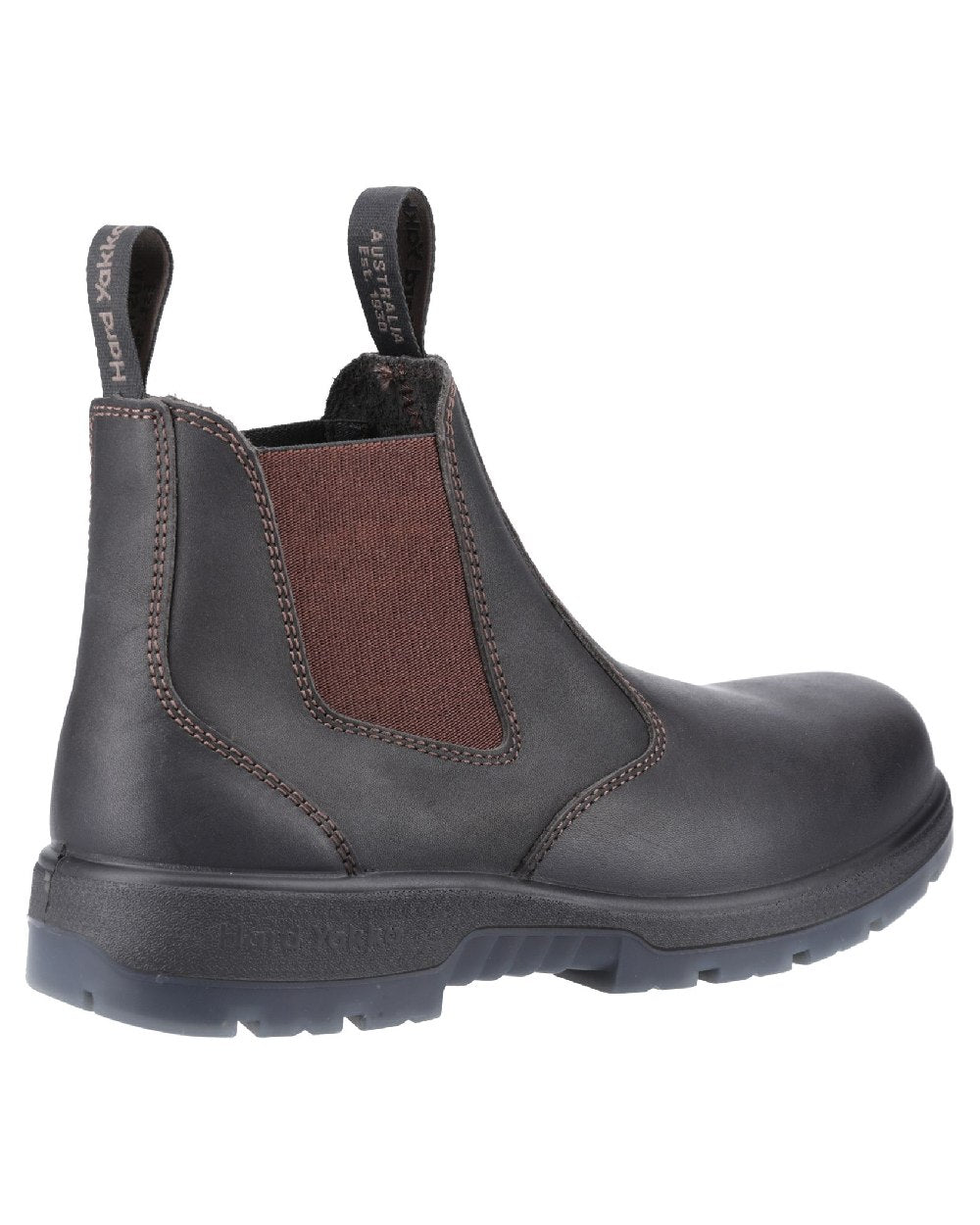 Brown Coloured Hard Yakka Outback Steel Toe Safety Dealer Boots on White Background