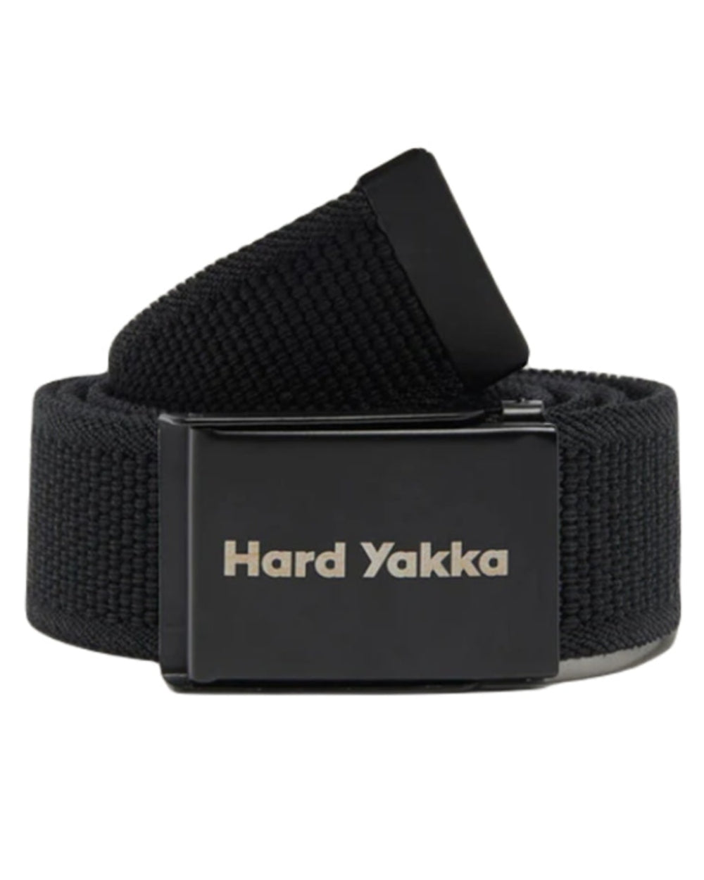 Black Coloured Hard Yakka Stretch Webbing Belt on White Background